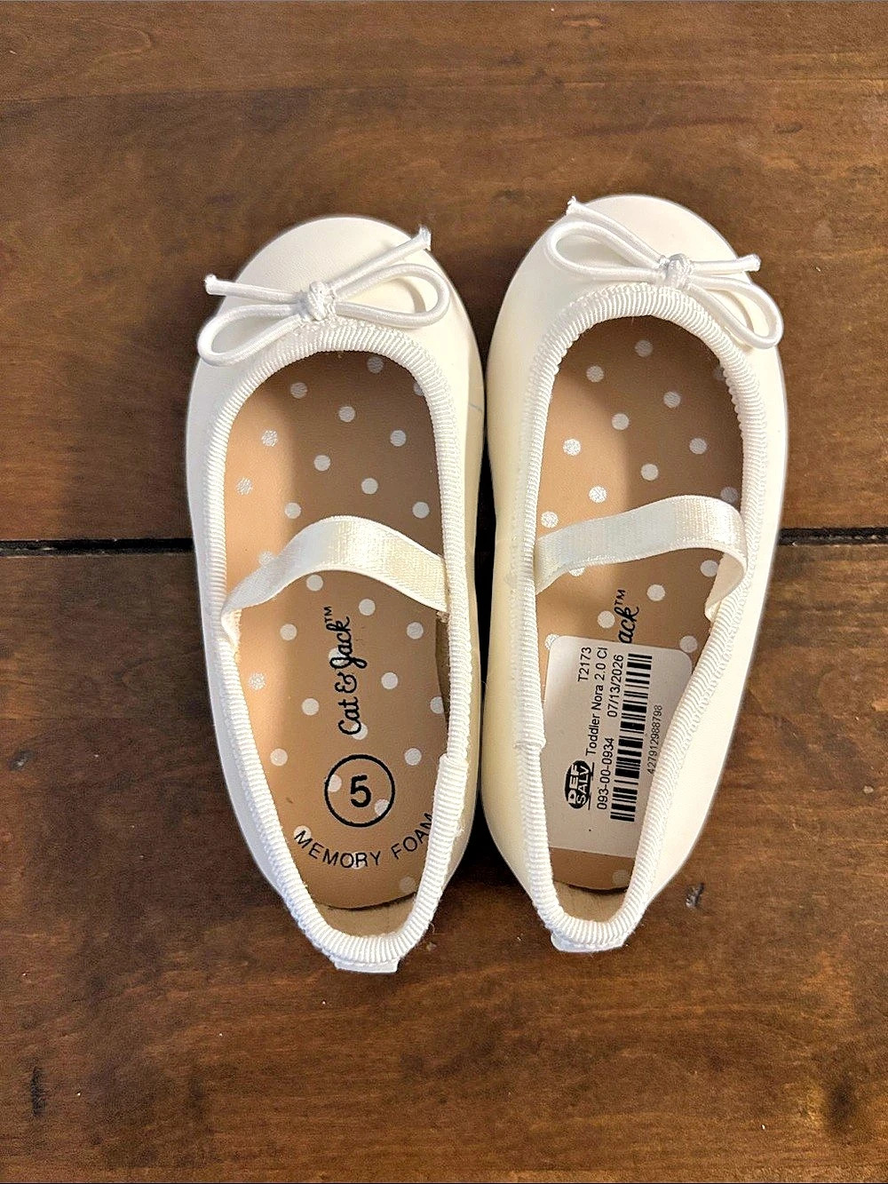 Cat & Jack Toddler Nora 2.0 Slip-On Ballet Flats Girls US 5 White Bow Dress